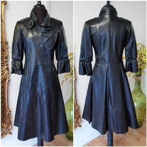 $1759 GIGLI'S Leather Black Women's Coat/Dress